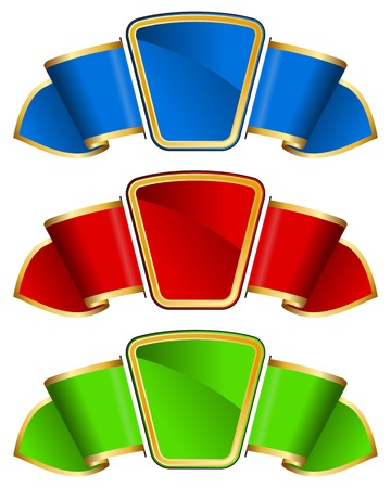 Collection frame with ribbon in 3 color on whiteのイラスト素材
