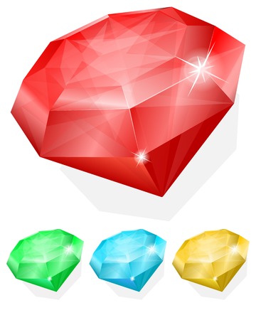 Vector illustration of Set of gems in different colorのイラスト素材