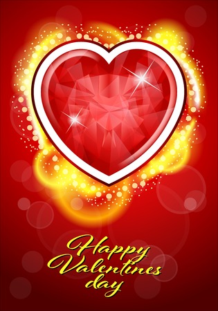 Valentines Day background with gem hearts and shiny borderのイラスト素材
