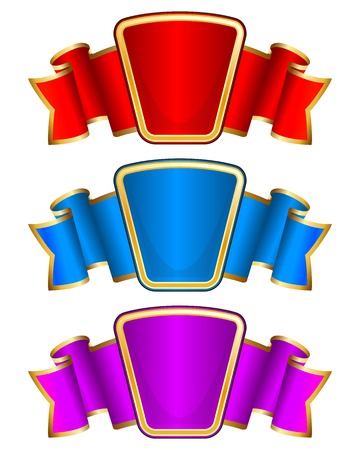 Collection frame with ribbon in 3 color on whiteのイラスト素材