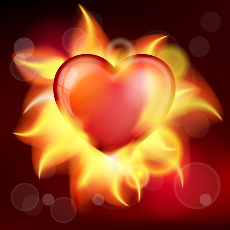 Vector illustration red burning heart for valentines dayのイラスト素材