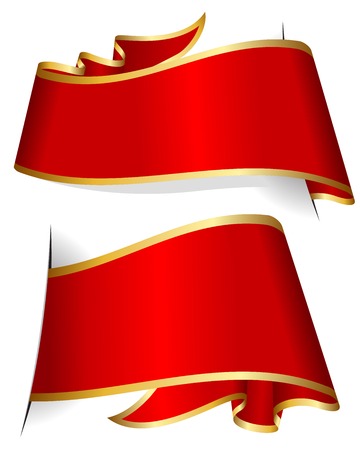 Red ribbon collection isolated on white backgroundのイラスト素材