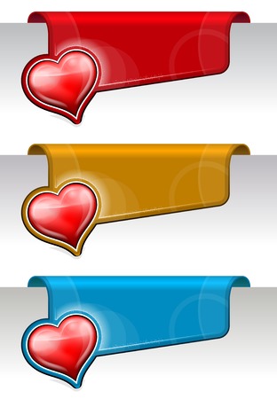 Stickers on the edge of the page with heartのイラスト素材