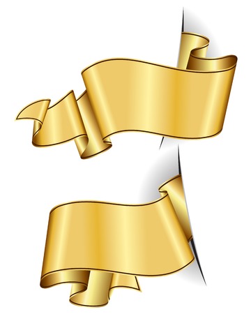 Gold ribbon collection isolated on white backgroundのイラスト素材