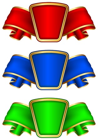 Collection frame with ribbon in 3 color on whiteのイラスト素材