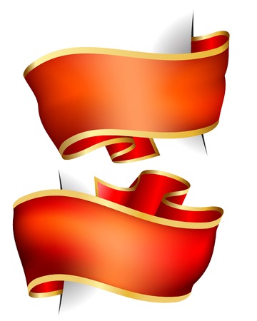 Red ribbon collection isolated on white backgroundのイラスト素材