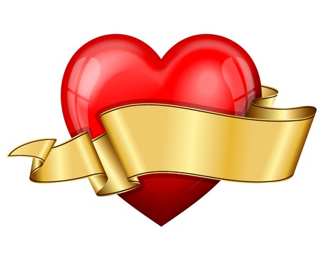Vector illustration of heart with ribbon for valentines dayのイラスト素材