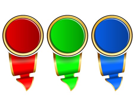 Collection frame with ribbon in 3 color on whiteのイラスト素材