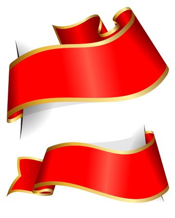 Red ribbon collection isolated on white backgroundのイラスト素材
