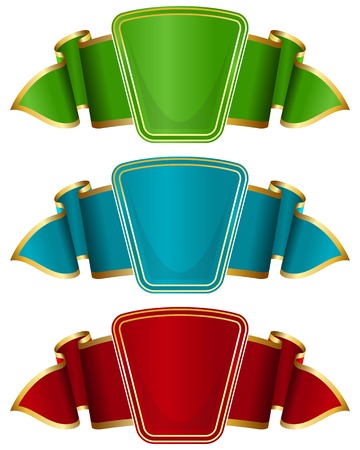 Collection frame with ribbon in 3 color on whiteのイラスト素材
