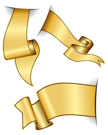 Gold ribbon collection isolated on white backgroundのイラスト素材