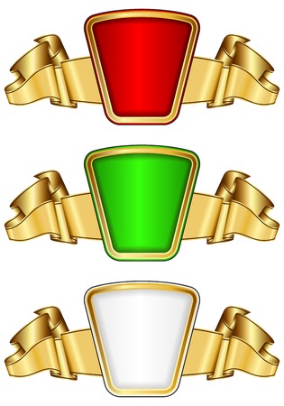 Collection frame with ribbon in 3 color on whiteのイラスト素材