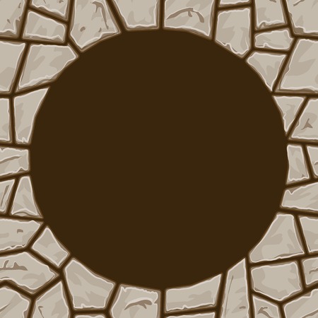 Round frame on simple brown stone seamless patternのイラスト素材