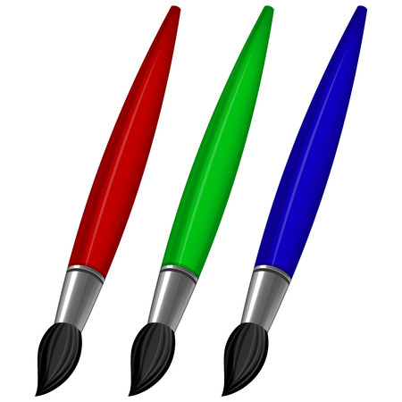 Collection of paintbrush in 3 color. Vector illustrationのイラスト素材