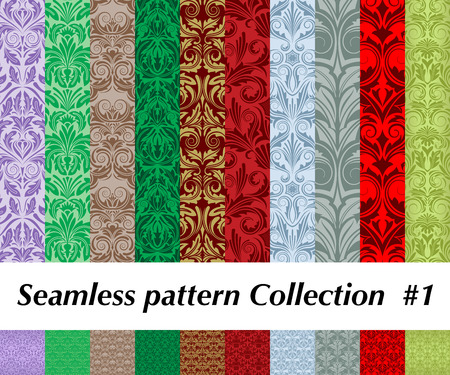 Ten seamles pattern. Vector illustration. Collection oneのイラスト素材