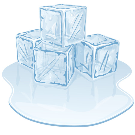 Blue half-melted ice cube pile. Vector illustrationのイラスト素材