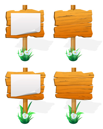 Signpost. wooden sign boards with paper. Vector illustrationのイラスト素材