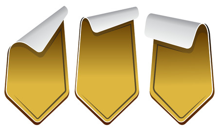 Collection of gold arrow stickers. Vector illustrationのイラスト素材