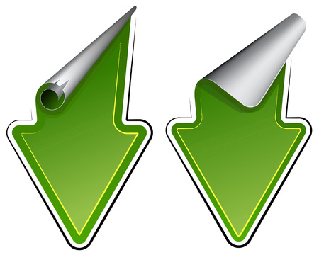 Collection of green arrow label with curved sideのイラスト素材