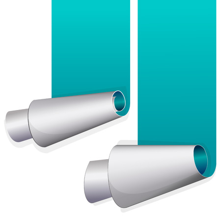 Turquoise sticker with curled up edge. Vector illustrationのイラスト素材