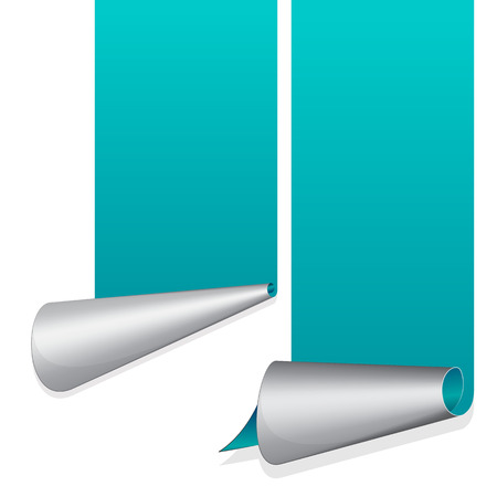 Turquoise sticker with curled up edge. Vector illustrationのイラスト素材