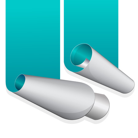 Turquoise sticker with curled up edge. Vector illustrationのイラスト素材