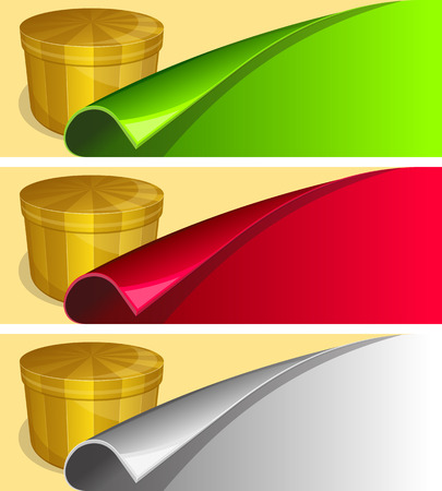 Collection label with curled up edge in different colorのイラスト素材