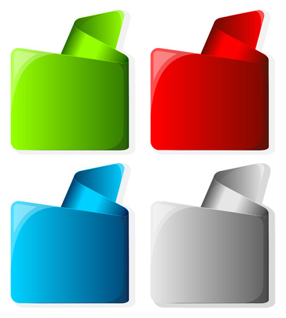 Collection label with curled edge in different color. Vector illustrationのイラスト素材