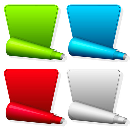 Collection label with curled up edge in different colorのイラスト素材