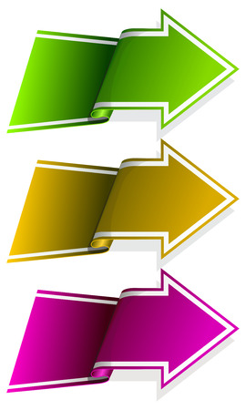 Collection label with arrow and curled up side in different colorのイラスト素材
