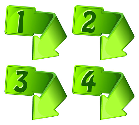 Green icon with arrow and numerals. Vector illustrationのイラスト素材