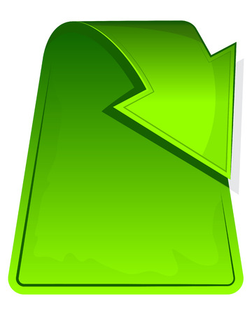 Green label with curled up arrow. Vector illustrationのイラスト素材