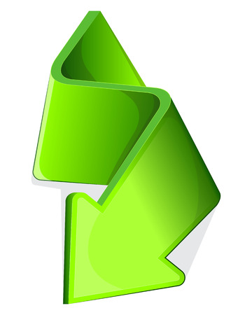 Icon with green arrow.  Curled side.  Vector illustrationのイラスト素材