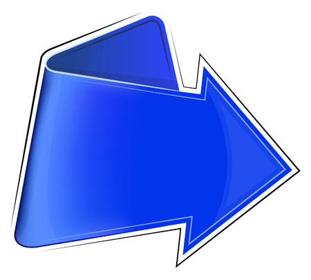 Icon with blue arrow.  Curled side.  Vector illustrationのイラスト素材