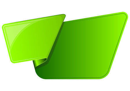 Green sticker with curled up edge. Vector illustrationのイラスト素材