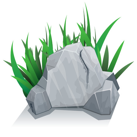 Single granite stone with grass.のイラスト素材