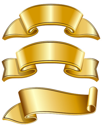 Gold ribbon collection isolated on white backgroundのイラスト素材