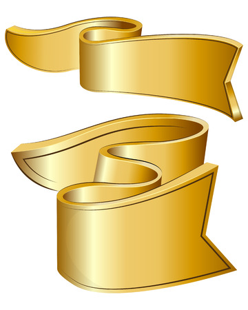 Gold ribbon collection isolated on white backgroundのイラスト素材