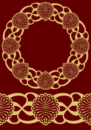 Gold frame and seamless border design elementのイラスト素材
