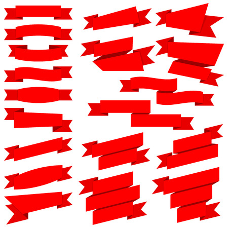 Big collection red ribbons isolated on white backgroundのイラスト素材