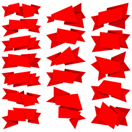 Big collection red ribbons isolated on white backgroundのイラスト素材