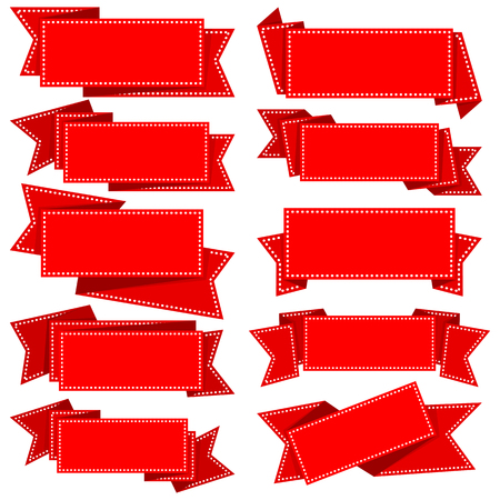 Big collection red ribbon with dot borderのイラスト素材