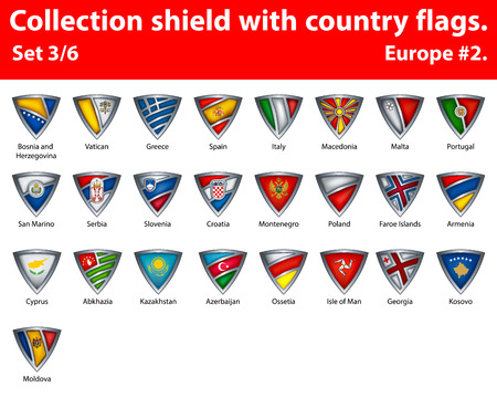 Collection shield with country flags. Part 3 of 6. Europe.のイラスト素材