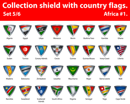 Collection shield with country flags. Part 5 of 6. Africa.のイラスト素材