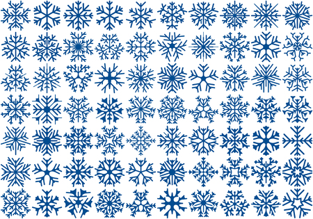 Big set of 70 vector snowflakes. Winter design element.のイラスト素材