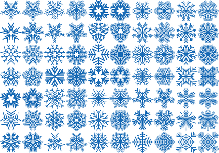 Big set of 70 vector snowflakes. Winter design element.のイラスト素材
