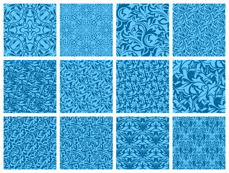 Set of 12 ornamental seamless wallpaper patternのイラスト素材