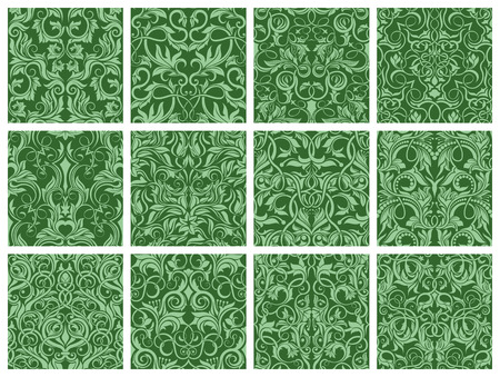 Set of 12 ornamental seamless wallpaper patternのイラスト素材