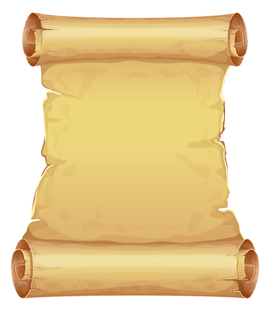 Big golden scroll of parchment on white backgroundのイラスト素材
