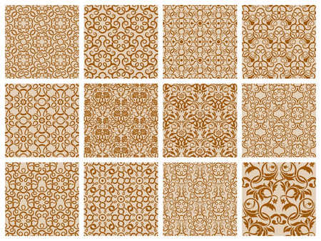 Set of 12 ornamental seamless wallpaper patternのイラスト素材